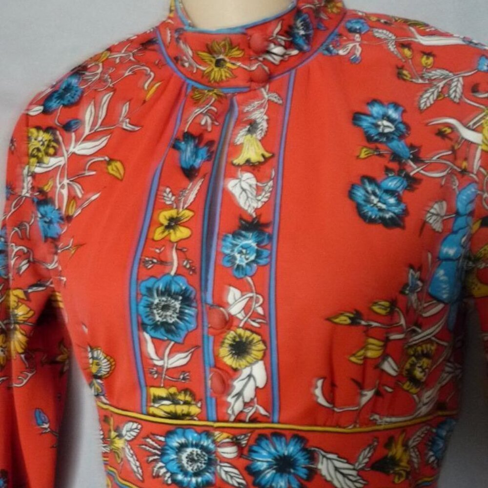 MISS SERBIN PSYCHEDELIC FLORAL VINTAGE GOWN DRESS M - Picture 3 of 7